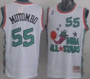 Wholesale Cheap NBA 1996 All-Star #55 Dikembe Mutombo White Swingman Throwback Jersey