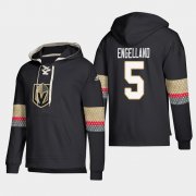 Wholesale Cheap Vegas Golden Knights #5 Deryk Engelland Black adidas Lace-Up Pullover Hoodie