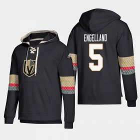 Wholesale Cheap Vegas Golden Knights #5 Deryk Engelland Black adidas Lace-Up Pullover Hoodie