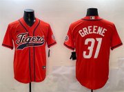 Cheap Men's Detroit Tigers #31 Riley Greene Orange With Patch Cool Base Stitched Baseball Jersey