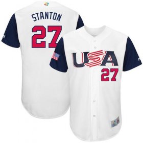 Wholesale Cheap Team USA #27 Giancarlo Stanton White 2017 World MLB Classic Authentic Stitched MLB Jersey