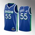 Cheap Men's Dallas Mavericks #55 Derrick Jones Jr Blue City Edition Stitched Basketball Jersey