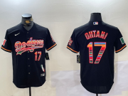 Cheap Men's Los Angeles Dodgers #17 Shohei Ohtani Black Rainbow Mexico Cool Base Stitched Jersey