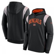 Wholesale Cheap Mens Cincinnati Bengals Black Sideline Stack Performance Pullover Hoodie