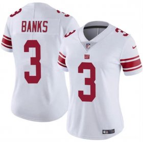 Cheap Women\'s New York Giants #3 Deonte Banks White Vapor Stitched Jersey