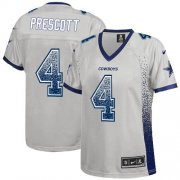 Wholesale Cheap Nike Cowboys #4 Dak Prescott Grey Women's Stitched NFL Elite Drift Fashion Jersey