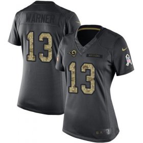 Wholesale Cheap Nike Rams #13 Kurt Warner Black Women\'s Stitched NFL Limited 2016 Salute to Service Jersey