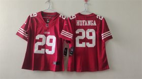 Cheap Women\'s San Francisco 49ers #29 Talanoa Hufanga Red Vapor Football Stitched Jersey(Run Small)