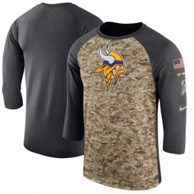 Wholesale Cheap Men\'s Minnesota Vikings Nike Camo Anthracite Salute to Service Sideline Legend Performance Three-Quarter Sleeve T-Shirt