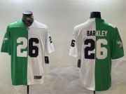 Cheap Men's Philadelphia Eagles #26 Saquon Barkley Green White Split Vapor Untouchable Limited Stitched Football Jersey