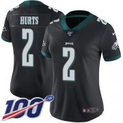 Wholesale Cheap Nike Eagles #2 Jalen Hurts Black Alternate Women's Stitched NFL 100th Season Vapor Untouchable Limited Jersey