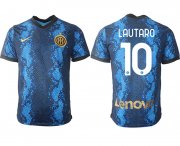 Wholesale Cheap Men 2021-2022 Club Inter Milan home blue aaa versio 10 Nike Soccer Jersey