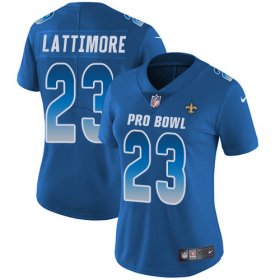 Wholesale Cheap Nike Saints #23 Marshon Lattimore Royal Women\'s Stitched NFL Limited NFC 2018 Pro Bowl Jersey