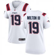 Cheap Women's New England Patriots #19 Joe Milton III 2024 White Football Stitched Jersey(Run Small)