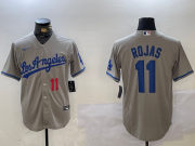 Cheap Men's Los Angeles Dodgers #11 Miguel Rojas Number Grey With los Cool Base Stitched Jersey