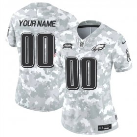 Cheap Women\'s Philadelphia Eagles Active Player Custom 2024 F.U.S.E Arctic Camo Salute To Service Limited Stitched Jersey(Run Small)