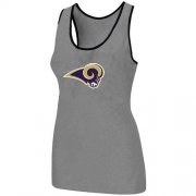 Wholesale Cheap Women's Nike Los Angeles Rams Big Logo Tri-Blend Racerback Stretch Tank Top Light Grey