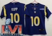 Wholesale Cheap Women's Los Angeles Rams #10 Cooper Kupp Limited Royal 2022 Super Bowl LVI Bound Vapor Jersey