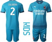 Wholesale Cheap Youth 2020-2021 club AC milan away 2 blue Soccer Jerseys