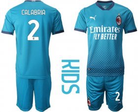 Wholesale Cheap Youth 2020-2021 club AC milan away 2 blue Soccer Jerseys