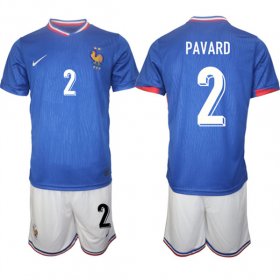 Cheap Men\'s France #2 Benjamin Pavard Blue 2024-25 Home Soccer Jersey Suit