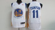 Wholesale Cheap Men's Golden State Warriors #11 Klay Thompson White 2017-2018 Nike Swingman Rakuten Stitched NBA Jersey