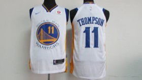 Wholesale Cheap Men\'s Golden State Warriors #11 Klay Thompson White 2017-2018 Nike Swingman Rakuten Stitched NBA Jersey