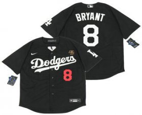 Wholesale Cheap Men\'s Los Angeles Dodgers #8 Kobe Bryant Black With KB Patch Stitched MLB Cool Base Nike Jersey