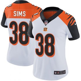 Wholesale Cheap Nike Bengals #38 LeShaun Sims White Women\'s Stitched NFL Vapor Untouchable Limited Jersey