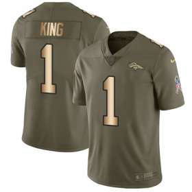 Wholesale Cheap Nike Broncos #1 Marquette King Olive/Gold Men\'s Stitched NFL Limited 2017 Salute To Service Jersey