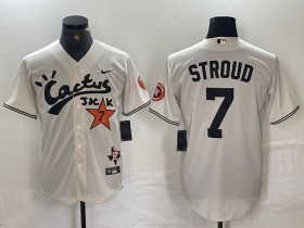 Cheap Men\'s Houston Astros #7 CJ Stroud Cream Cactus Jack Cool Base Jersey