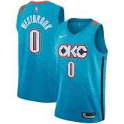 Wholesale Cheap Nike NBA Oklahoma City Thunder #0 Russell Westbrook 2018-19 New Season City Edition Blue Jersey