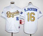 Wholesale Cheap Royals #16 Bo Jackson White 2015 World Series Champions Gold Program Stitched MLB Jersey