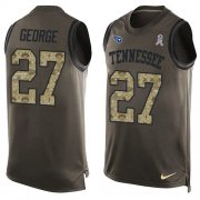 Wholesale Cheap Nike Titans #27 Eddie George Green Men's Stitched NFL Limited Salute To Service Tank Top Jersey