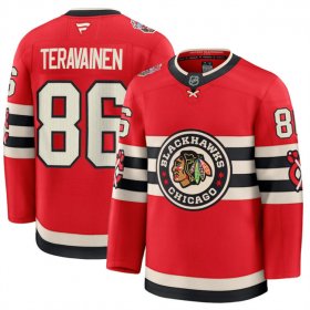 Cheap Men\'s Chicago Blackhawks #86 Teuvo Teravainen Red 2024-25 Winter Classic Stitched Hockey Jersey