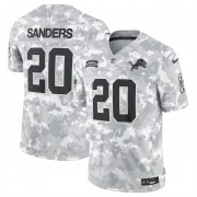 Men's Detroit Lions #20 Barry Sanders 2024 Arctic Camo Salute To Service Limited Stitched Football Jersey