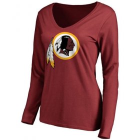 Wholesale Cheap Women\'s Washington Redskins Pro Line Primary Team Logo Slim Fit Long Sleeve T-Shirt Red