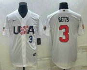 Cheap Men's USA Baseball #3 Mookie Betts Number 2023 White World Baseball Classic Replica Stitched Jerseys