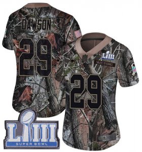 Wholesale Cheap Nike Patriots #29 Duke Dawson Camo Super Bowl LIII Bound Women\'s Stitched NFL Limited Rush Realtree Jersey