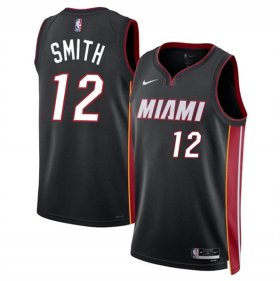 Men\'s Miami Heat #12 Dru Smith Black 2024 Icon Edition Stitched Basketball Jersey