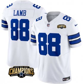 Cheap Men\'s Dallas Cowboys #88 CeeDee Lamb White 2023 F.U.S.E. NFC East Champions Patch Football Stitched Jersey