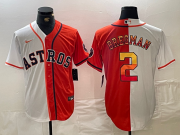 Cheap Men's Houston Astros #2 Alex Bregman White Orange Split Stitched Baseball Jersey