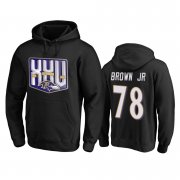 Wholesale Cheap Baltimore Ravens #78 Orlando Brown Jr. Men's Black Team 25th Season Pullover Hoodie