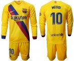 Wholesale Cheap Barcelona #10 Messi Away Long Sleeves Soccer Club Jersey