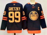 Cheap Men's Edmonton Oilers #99 Wayne Gretzky Navy 2024-25 C Patch Stitched Jersey