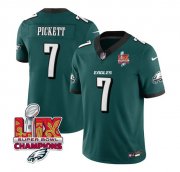 Cheap Men's Philadelphia Eagles #7 Kenny Pickett Green 2025 Eagles Logo Super Bowl LIX Patch New F.U.S.E. Vapor Limited Football Stitched Jersey