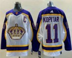 Cheap Men's Los Angeles Kings #11 Anze Kopitar White 2022 Reverse Retro Stitched Jersey