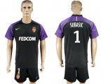 Wholesale Cheap Monaco #1 Subasic Black Goalkeeper Soccer Club Jersey