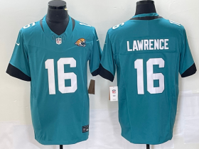 Wholesale Cheap Men\'s Jacksonville Jaguars #16 Trevor Lawrence Teal 2023 FUSE Vapor Limited Stitched Jersey