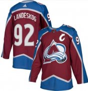 Wholesale Cheap Men's Colorado Avalanche #92 Gabriel Landeskog Burgundy With C Patch Stitched Jersey